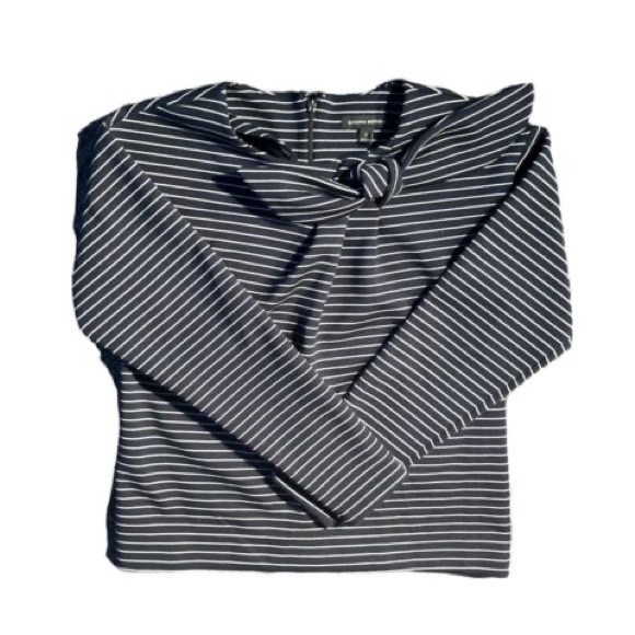 Banana Republic Blue Pinstripe Top w/ Bow - Picture 1 of 6